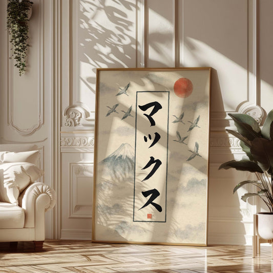 Personalised Japanese Calligraphy | Zen Minimalist Wall Art Fuji