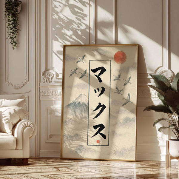 Personalised Japanese Calligraphy | Zen Minimalist Wall Art Fuji
