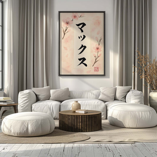 Personalised Japanese Calligraphy | Sakura Style Digital Art Print